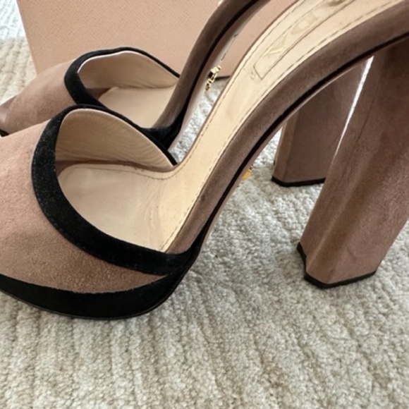 PRADA - ROSE PINK SUEDE ANKLE STRAP HEELS (SIZE 37.5 EU/ 7.5 US) (ORIG $720) - Picture 9 of 15